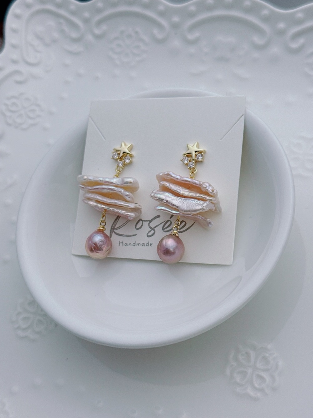 26E402 Handmade Freshwater Baroque Dangling Earrings S925 post - Picture 3 of 8